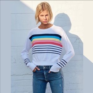 Sundry Stripes Crop Blouson Sweatshirt